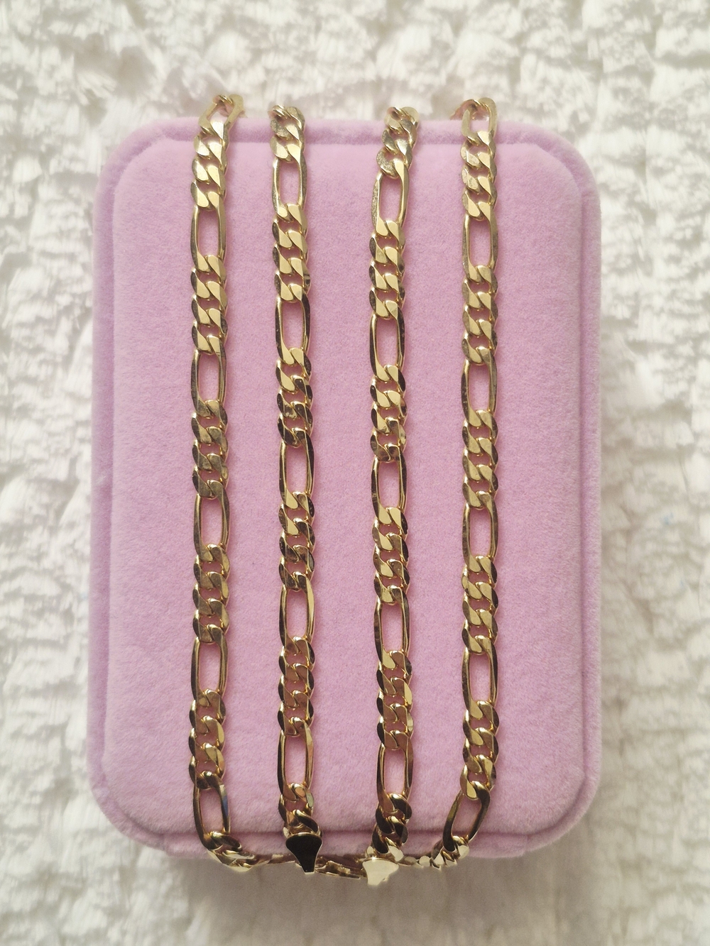 14k Yellow Gold Diamond Cut Figaro Chain Necklace